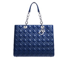 Large blue leather 'Dior Soft' shopping bag