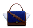 Celine Trapeze Bags Original Calf&Suede Leather Brown&Blue&White