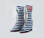Chanel open toe stripe slipsole boots blue CA013