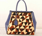 Fendi 2Jours Suede&Ferrari Leather Tote Bag F2552L Blue