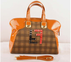 Fendi Chameleon Bag Patent Leather with Fabric F2537 Wheat