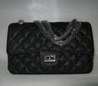 Chanel Black color Caviar leather Flap Bag with Silver chain A1112AB