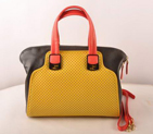 Fendi Chameleon Punch Saffiiano Leather Top Zip Tote Bag 2545 Yellow-Black