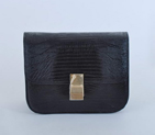 Celine Classic Box Small Flap Bag Lizard Leather Black