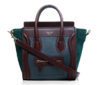 Celine Luggage Nano Bag Original Suede&Calf Leather Green&Wine