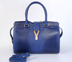 YSL Cabas Chyc lizard leather tote handbag 8220 blue