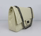 Chanel Flap Bag Quilted Beige Leather with Silver Chain 48102