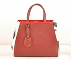 Fendi 2Jours Saffiiano Leather Horsehair Tote Bag F2552M Red&Black