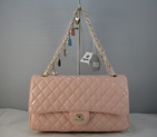 Chanel Pink Patent leather Flap Bag with Gold chain A116PG