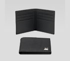 bi-fold wallet with engraved gucci script nail det