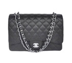 2013 Chanel Caviar leather Flap handbags 58601 silver chain Black A58601
