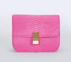 Celine Classic Box Small Flap Bag Snake Leather Pink