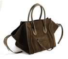 Celine Luggage Phantom Square Bags in Suede Khaki 80066