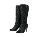 Chanel Grilled Leather High-Boots Black CA010
