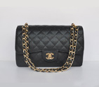 Chanel Jumbo Quilted Classic Cannage Patterns Flap Bag A58600 Black Gold A58600