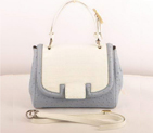 Fendi Silvana Croco-Ostrich Leather Flap Bag 2548 White-Blue