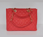 Chanel A50995 Red Caviar Leather Shoulder Bag Gold A50995