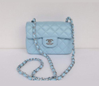 Chanel Classic mini Flap Bag Lambskin Leather 1115 Powder Blue 1115