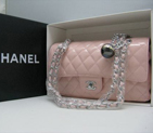 Chanel patent leather Pink Flap bag with Silver chain A1122PS