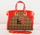 Fendi Chameleon Bag Patent Leather with Fabric F2537 Red