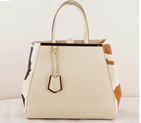 Fendi 2Jours Saffiiano Leather Horsehair Tote Bag F2552L White&Black&Tan