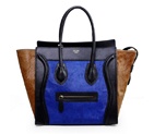 Celine Luggage Mini Boston Bags Original Leather&Horsehair Blue