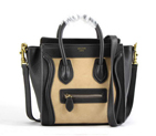 Celine Luggage Bags Mini in Suede Black Apricot