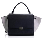 2012 Latest  Celine Trapeze Bags Original Leather with Fabric 3342 Black Offwhite