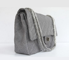 Chanel Flap Bag Quilted Ancient-Gray Leather with Silver Chain 48102 48102