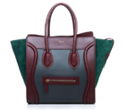 Celine Luggage Mini Boston Bags Original Suede&Calf Leather Green&Wine