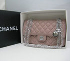 Chanel lambskin leather Pink Flap bag with Silver chain A1122PS