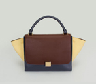 Celine Trapeze Bags Calfskin&Suede Brown&Blue&Apircot