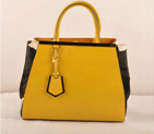 Fendi 2Jours Saffiiano Leather Horsehair Tote Bag F2552M Yellow&Black