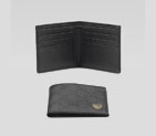 bi-fold wallet with metal gucci crest detail