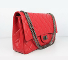 Chanel Flap Bag Quilted Red Leather with Silver Chain 48102