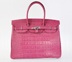 Hermes Birkin 35CM Peach Crocodile stripes leather(Silver)