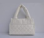 Chanel Coco Cocoon Small Leather Tote Bag A48619 White A48619