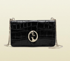 gucci 1973 black crocodile chain shoulder bag