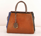 Fendi '2Jours' Horsehair Calfskin Leather mixed color shoulder and tote bag