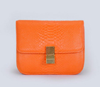 Hot Sell Celine Classic Box Small Flap Bag Snake Leather Orange