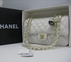 Chanel Caviar leather White Flap bag with Gold chain A1122WG