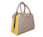 Prada Saffiano Leather Small Tote Bag BL0809 Grey&Yellow