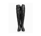 Chanel Leather Over Knee High Boots Black CHB015