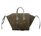 Celine Luggage Phantom Original Suede Leather Bags Khaki