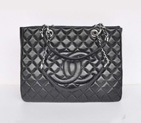 Chanel A50995 Black Sheepskin Leather Shoulder Bag Silver A50995