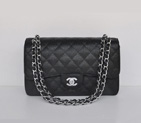 Chanel Jumbo Quilted Classic Cannage Patterns Flap Bag A58600 Black Silver A58600