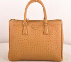 Prada Medium Ostrich Leather Tote Bag Apricot