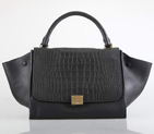 Celine Trapeze Bags in Croco Black