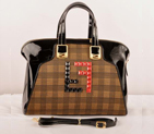 Fendi Chameleon Bag Patent Leather with Fabric F2537 Black