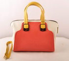 Fendi Chameleon Punch Saffiiano Leather Top Zip Tote Bag 2545 Red-White